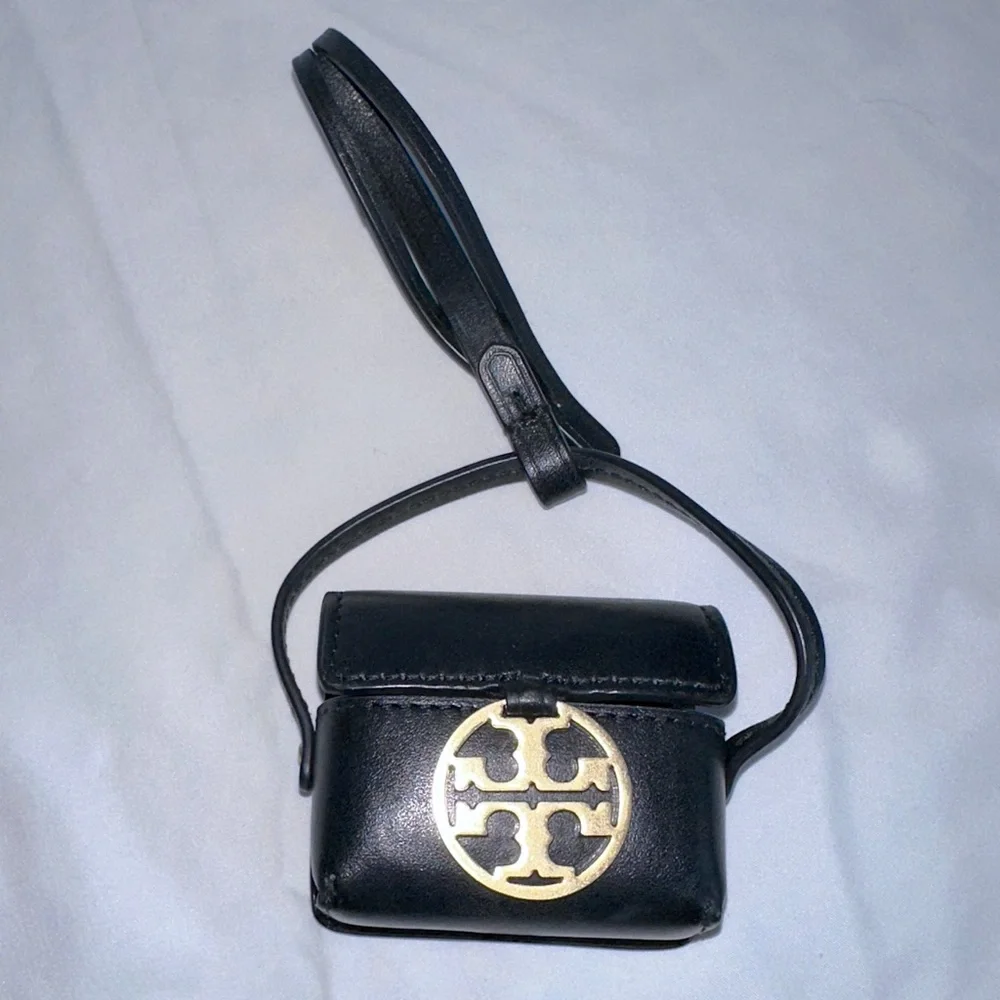 Tory Burch -Miller style black leather AirPod holder